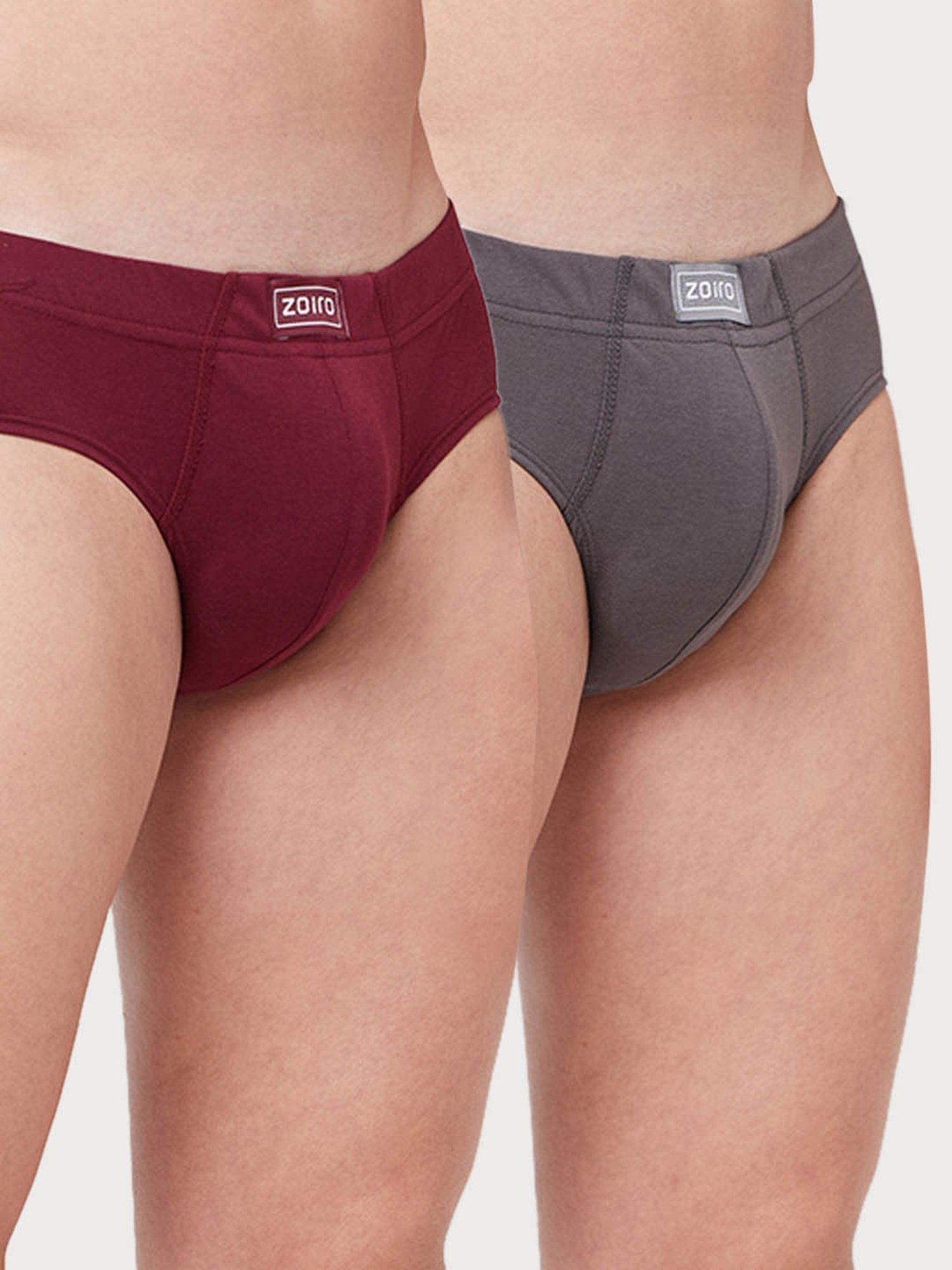 Zoiro Smoked Parl & Burgundy Cotton Regular Fit Briefs - Pack Of 2