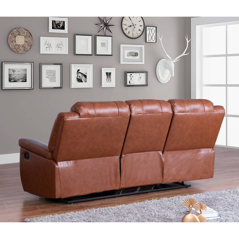 Joel Top Grain Leather Reclining Sofa Camel - Abbyson Living