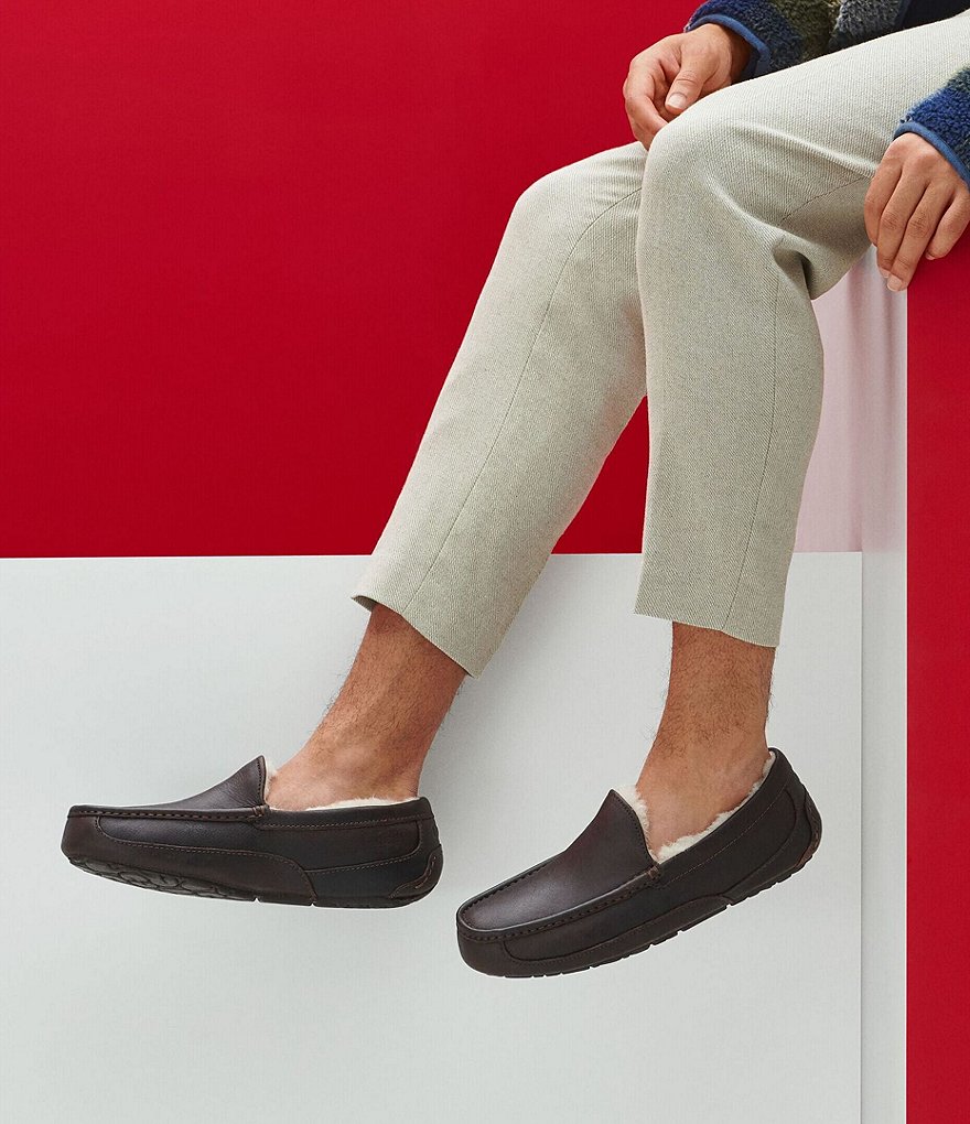 UGG&reg; Men's Ascot Leather Slip-On Slippers