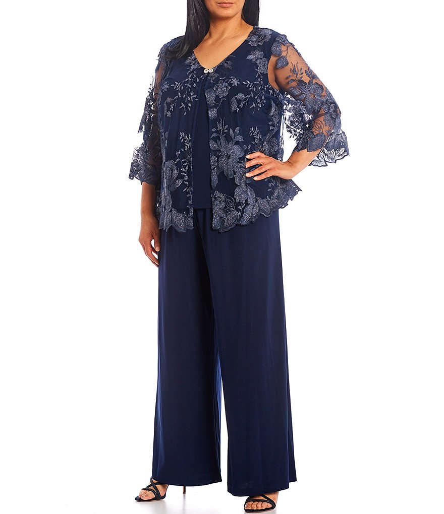 Jessica Howard Plus Size Crew Neck 3/4 Sleeve Printed Trapeze Dress