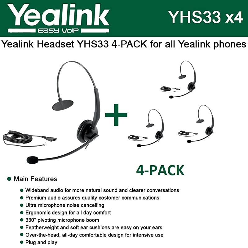 4Pack YHS33 Headset with Enhanced Noise Canceling YHS334