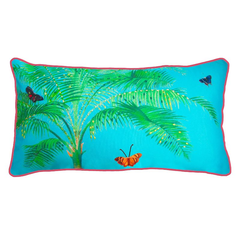 26" x 14" Butterfly Palm Oblong Patio Throw Pillow - New York Botanical Garden