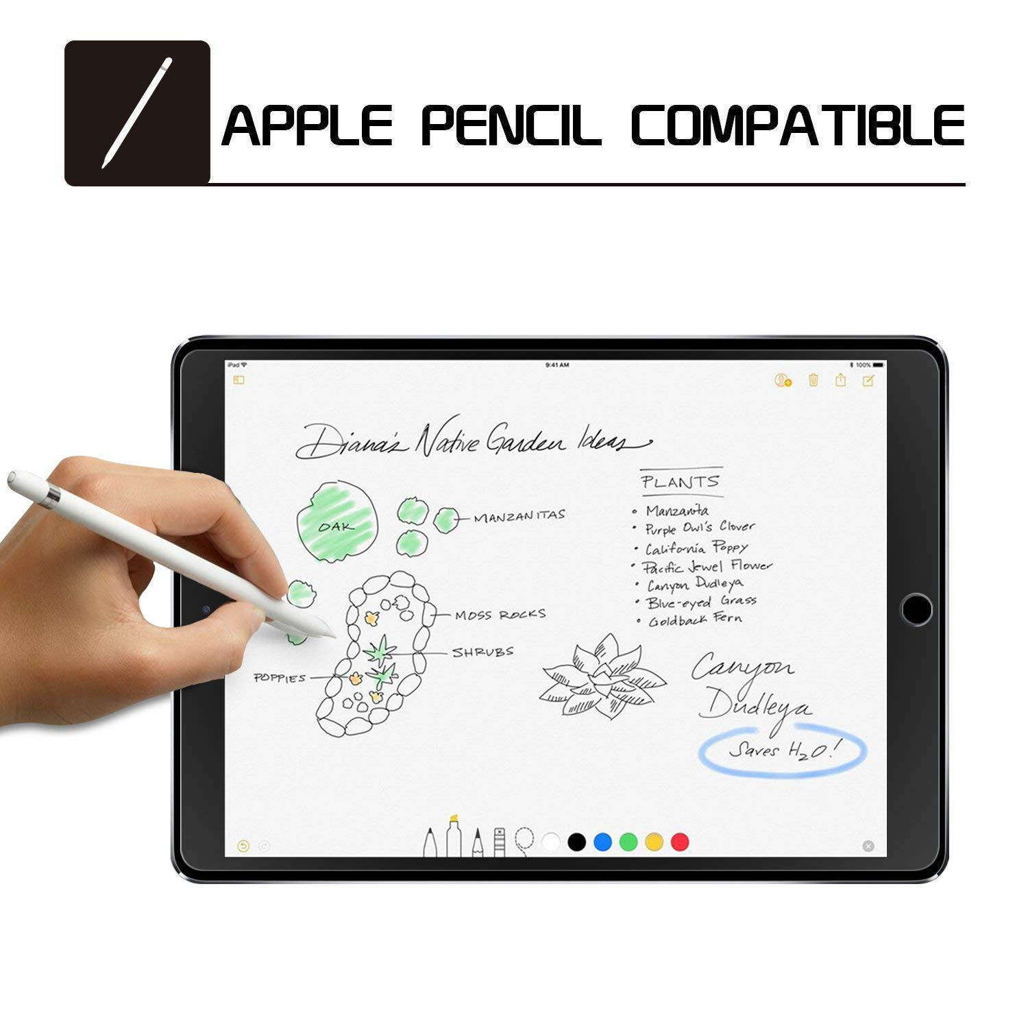 New iPad 9.7" (2018 & 2017) / iPad Pro 9.7 / iPad Air 2 / iPad Air Screen Protector, SPARIN Tempered Glass Screen Protector - Apple Pencil Compatible / High Definition / Scratch Resistant