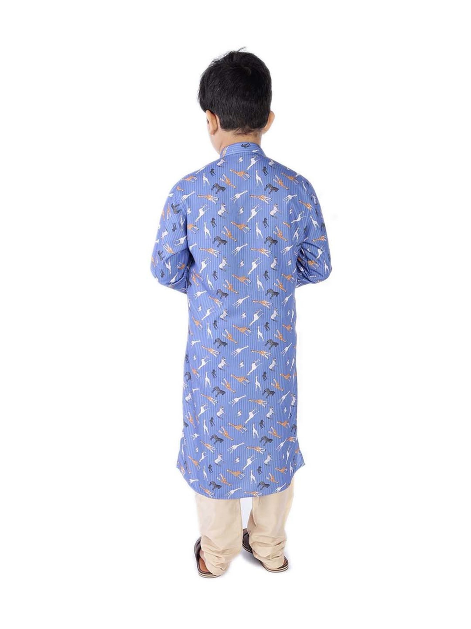 TABARD Kids Blue & Beige Cotton Printed Kurta Set