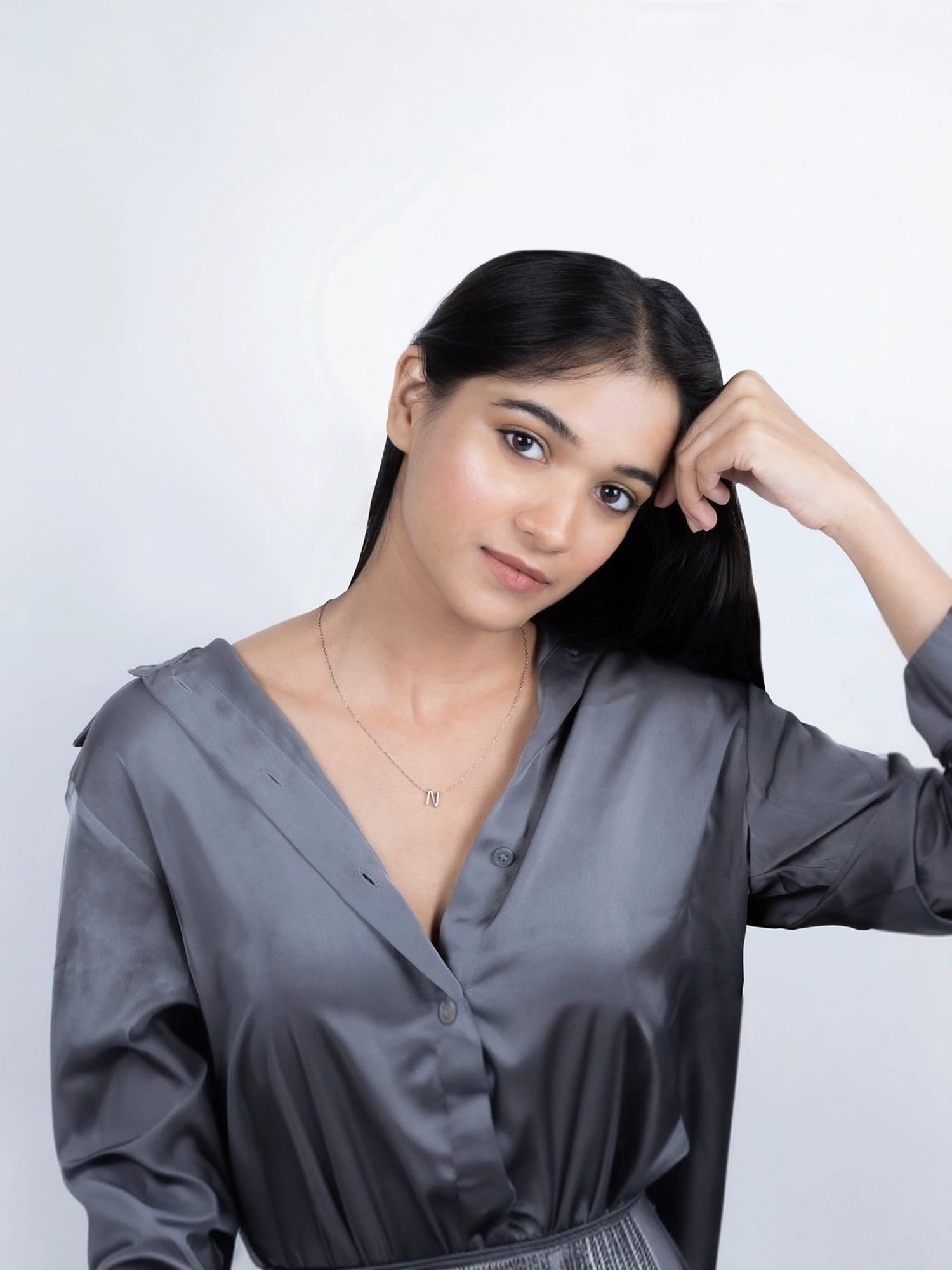 Touch925 Sterling Silver Noble N Initial Chain Pendant