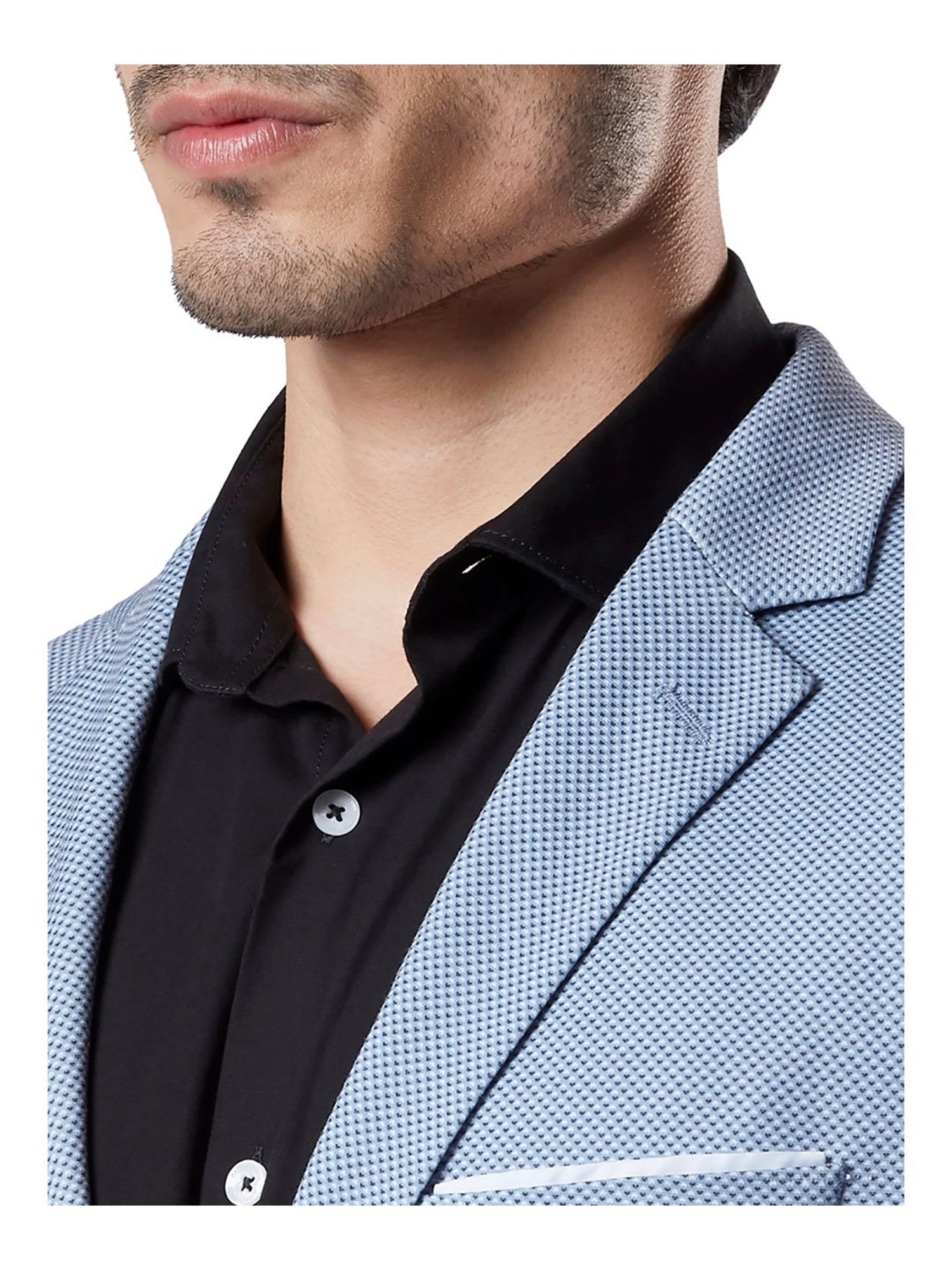 Raymond Medium Blue Self Print Blazer