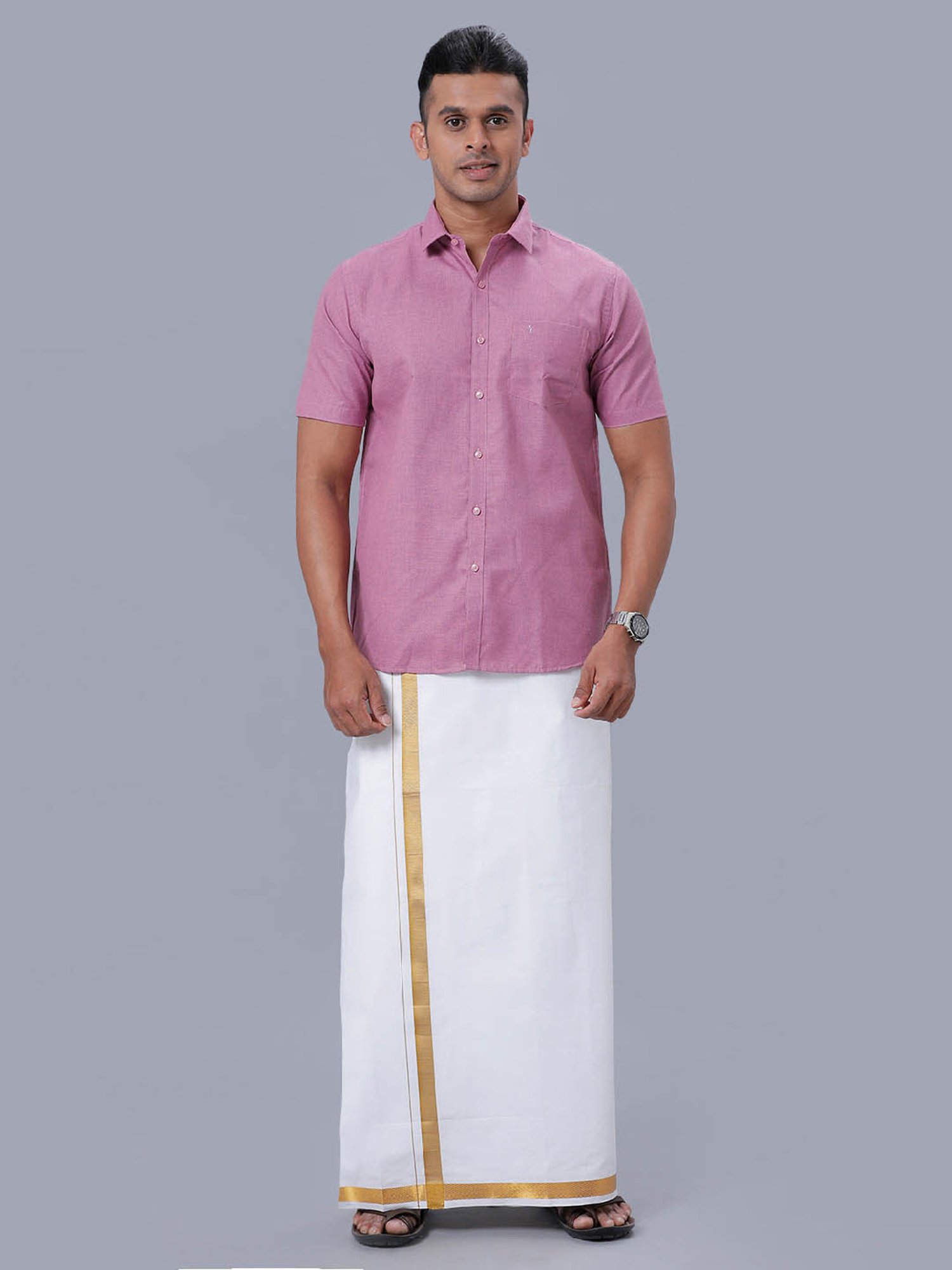 Ramraj Purple Regular Fit Shirt