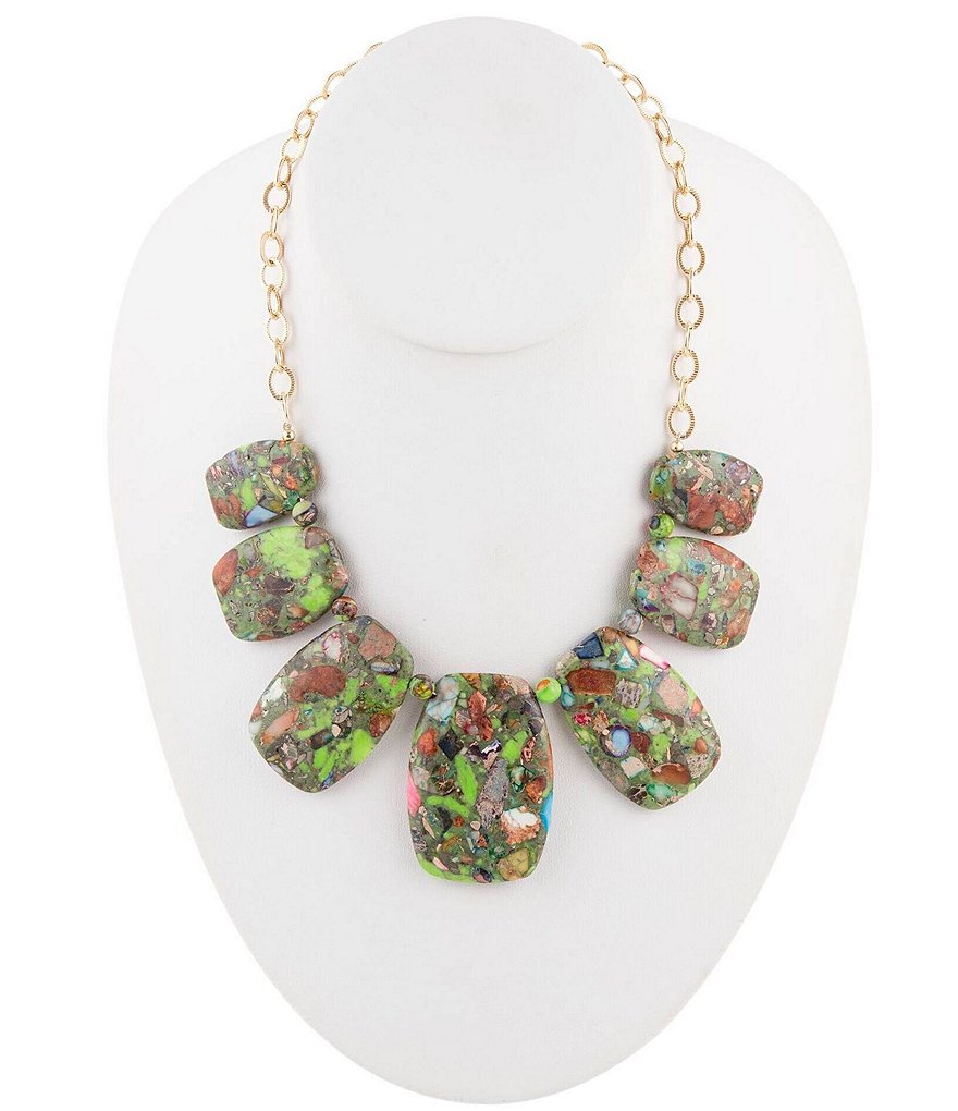 Barse Rainbow Jasper Statement Necklace