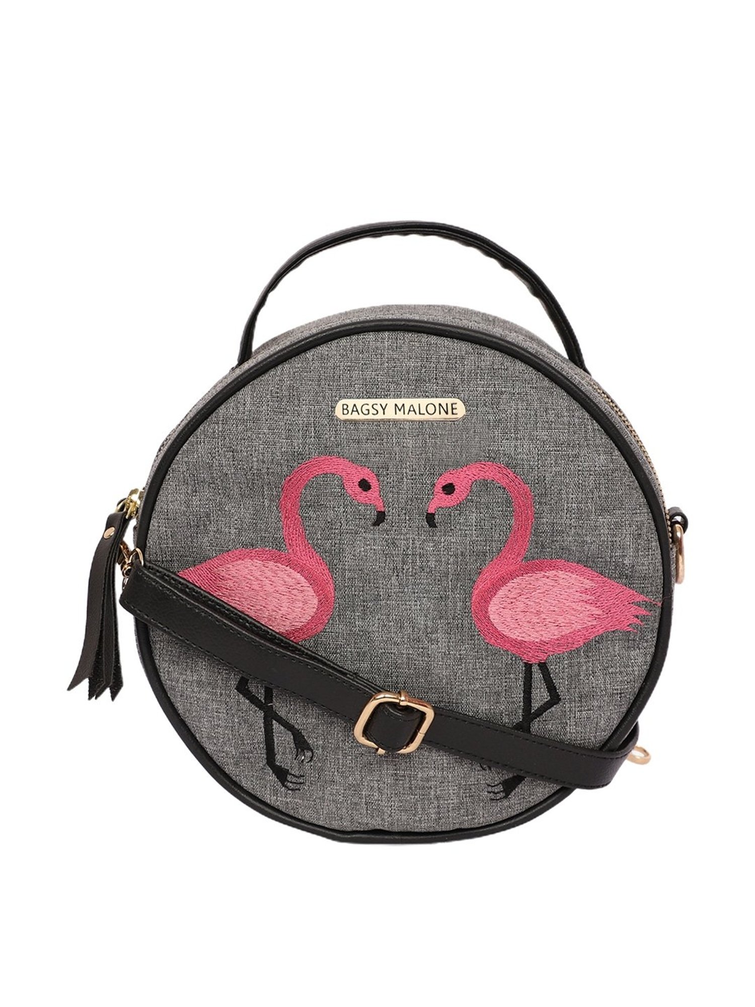 Bagsy Malone Grey Embroidered Medium Handbag