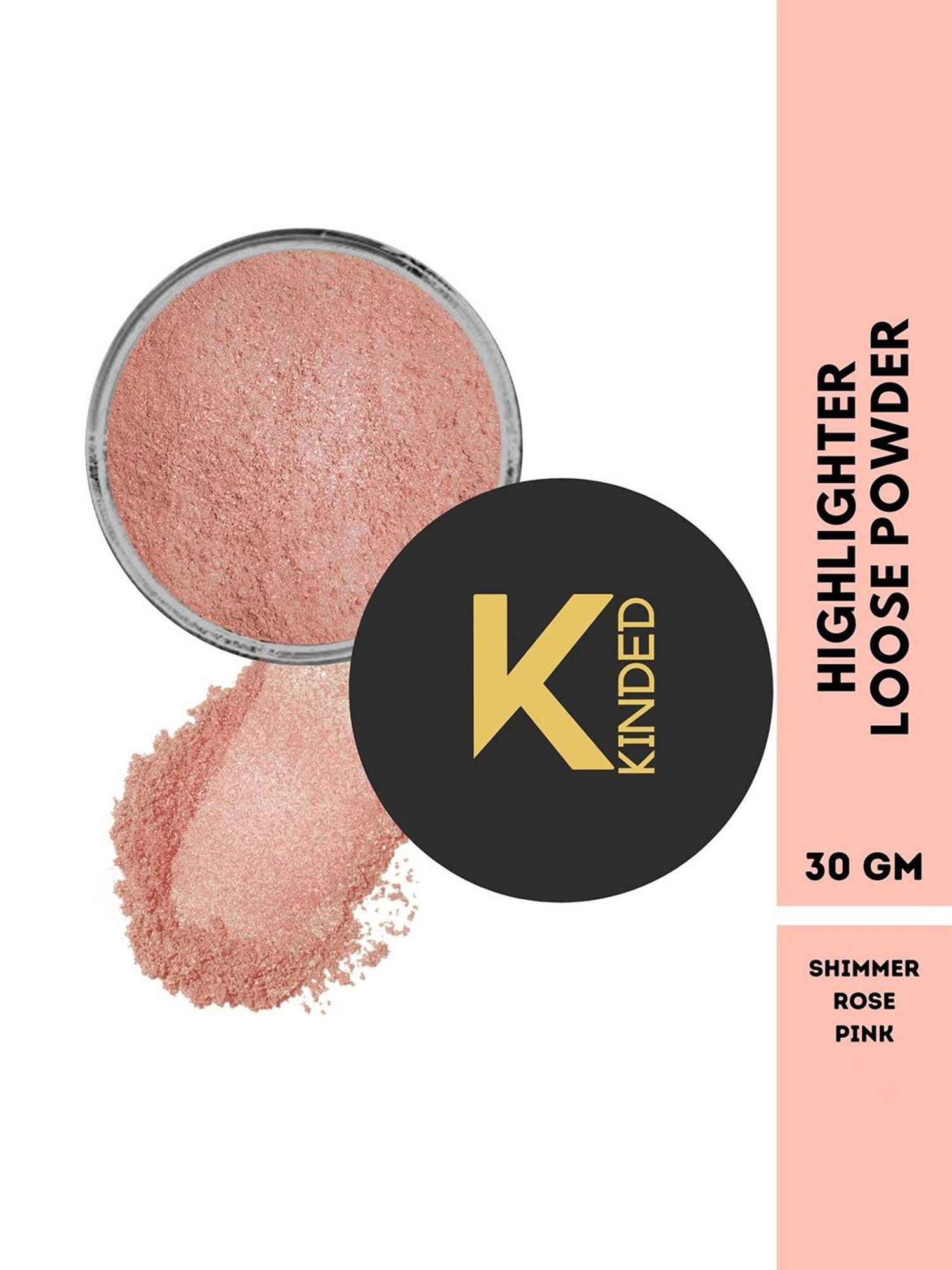 KINDED Highlighter Loose Powder Shimmer Rose Pink - 30 gm