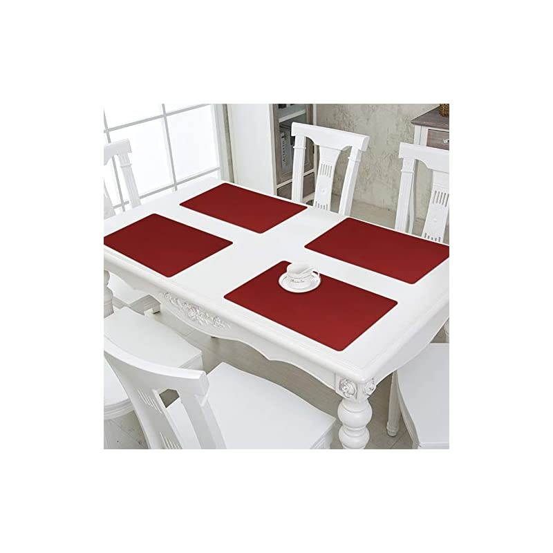 Large Reusable Silicone Placemats for Dining Kitchen Table Heat-Resistant Baking Mat Countertop Protector, Non-Slip Flexible Washable Dining Mats(Set of 4,Burgundy)