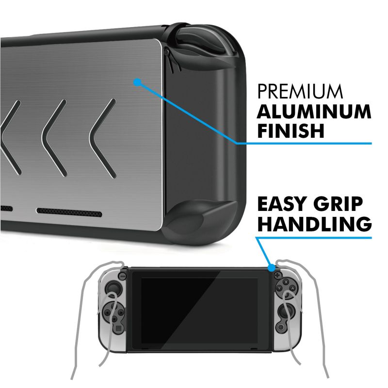 Nintendo Switch Case Cover for Console & Joy-Con Controller - Travel Friendly Aluminum Alloy Hard Shell Protector, Anti-Scratch Shockproof Protective Nintendo Switch Accessories (Silver)