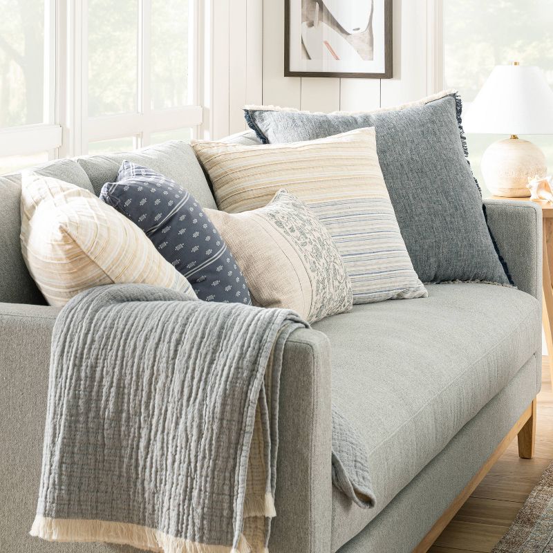 Pleated Square Throw Pillow Yellow/Blue - Threshold™ designed with Studio McGee