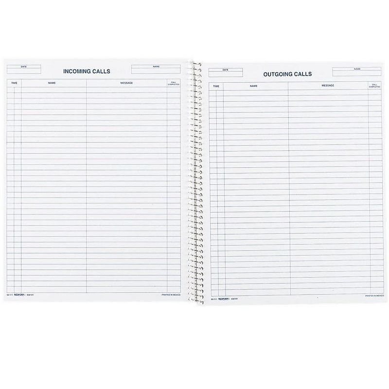 Rediform Wirebound Call Register 8 1/2 x 11 3 700 Forms/Book 50111
