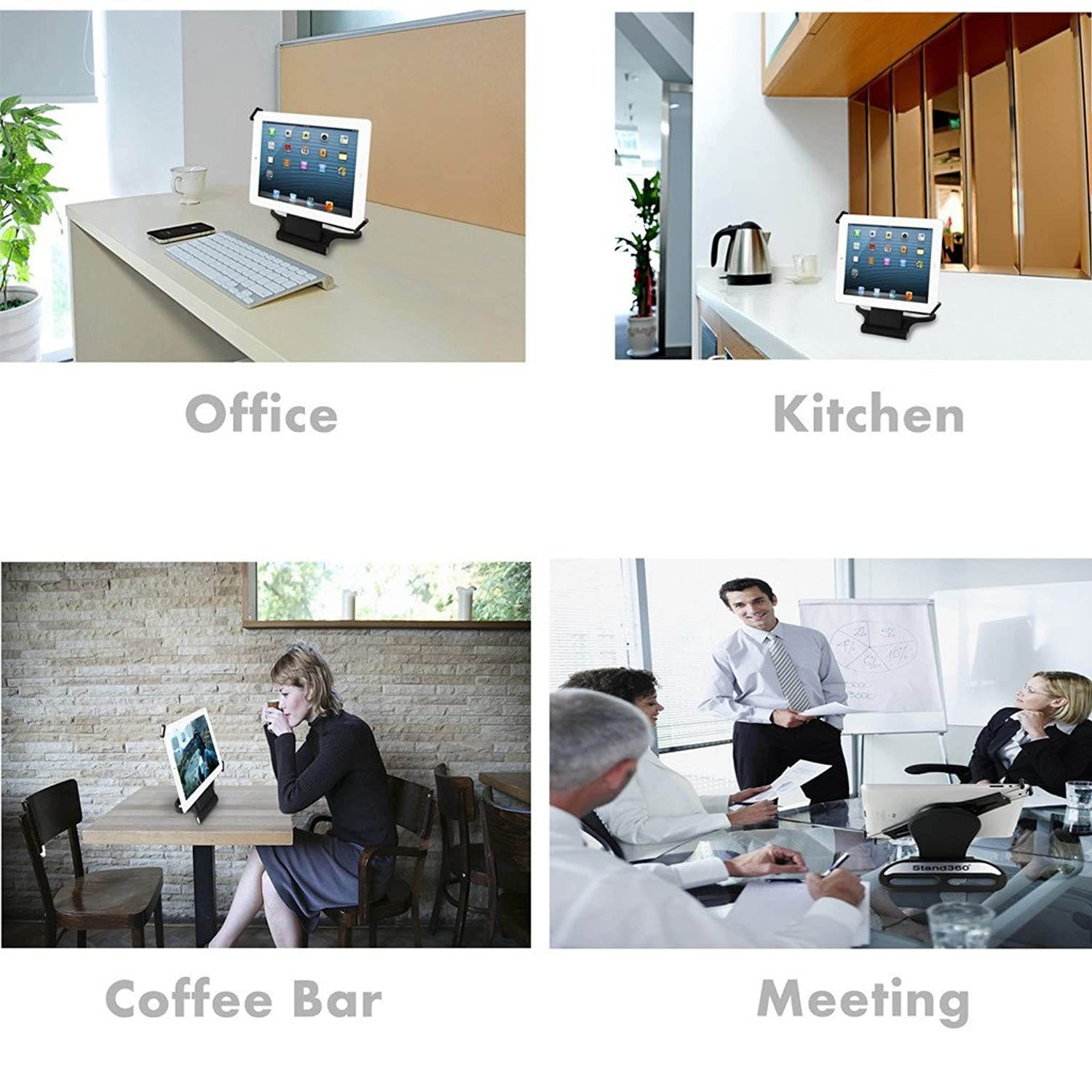 Kastar 360 Swivel Rotating Stand Holder Tabletop Stand with Collapsible Base for All iPad Series: iPad1, iPad2, iPad3, iPad4, iPad Mini, iPad Air, Samsung Galaxy Tablets and 7"-10" Tablet PC (White)