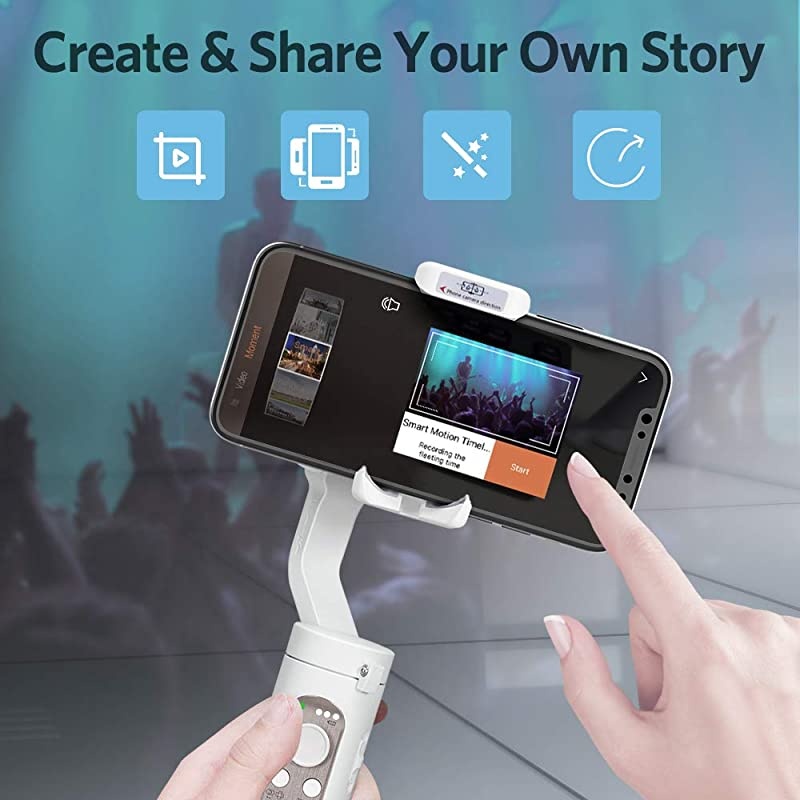 3 Axis Gimbal Stabilizer - 0.5 Lbs Lightweight Foldable Gimbal for Smartphone iPhone 12 Pro Max/12/11/XSMax w/ Auto Inception/Dolly Zoom/Time-Lapse for Vlog Youtuber Video Recording,  iSteady X