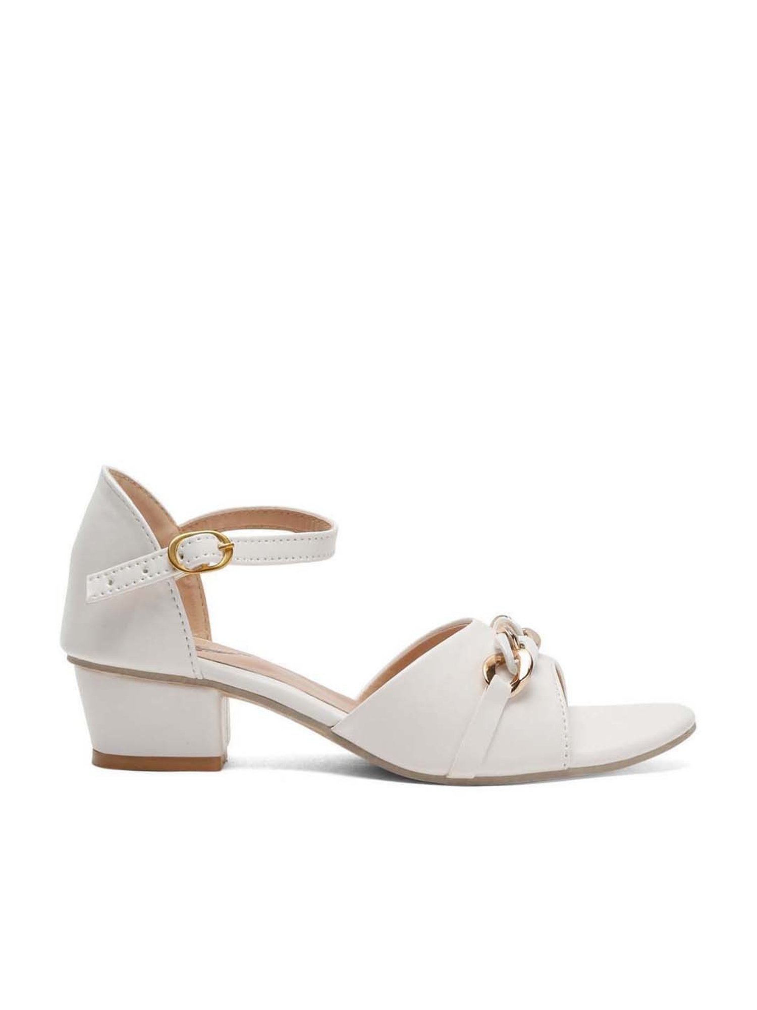 Tiny Bugs Kids White & Beige Ankle Strap Sandals