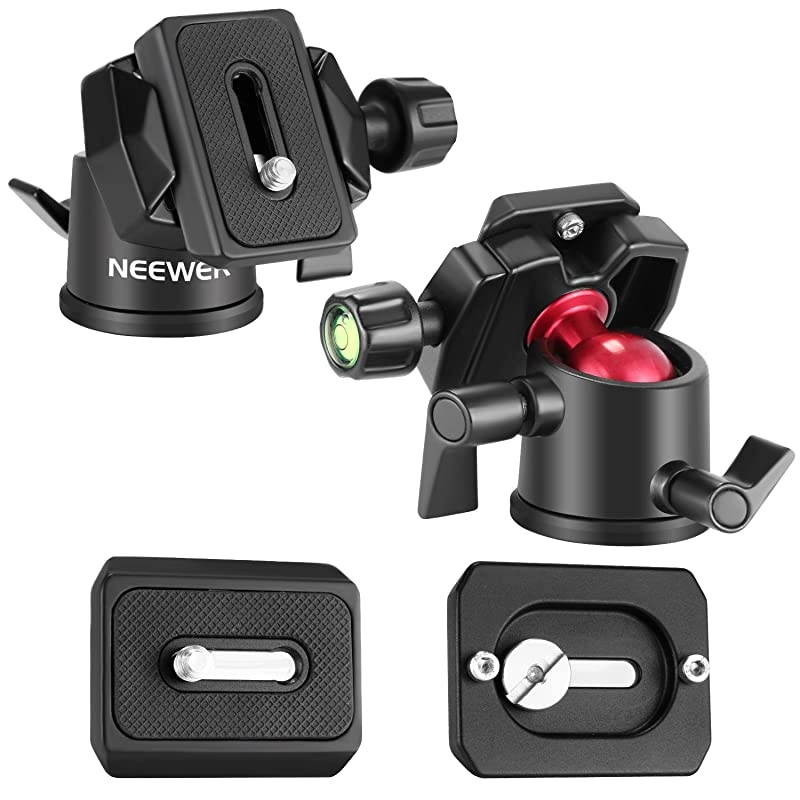 Camera Video Tripod Ball Head 360 Degree Rotating Panoramic Ballhead with 1/4 inch Quick Shoe Plate and Bubble Level for DSLR Camera Camcorder Tripod Monopod, Load up to 11 pounds/5 kilograms