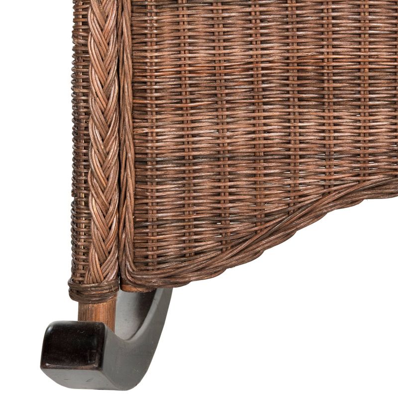 Iona Mid - Century Retro Modern Light Fabric Upholstered Button - Tufted Wingback Rocking Chair - Light Beige - Baxton Studio