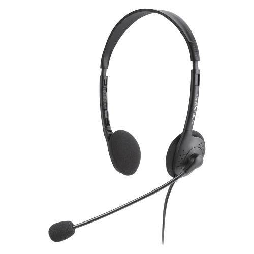 Compucessory CCS15154 Lightweight Stereo Headphones with Microphone  71 in. Cord  BK