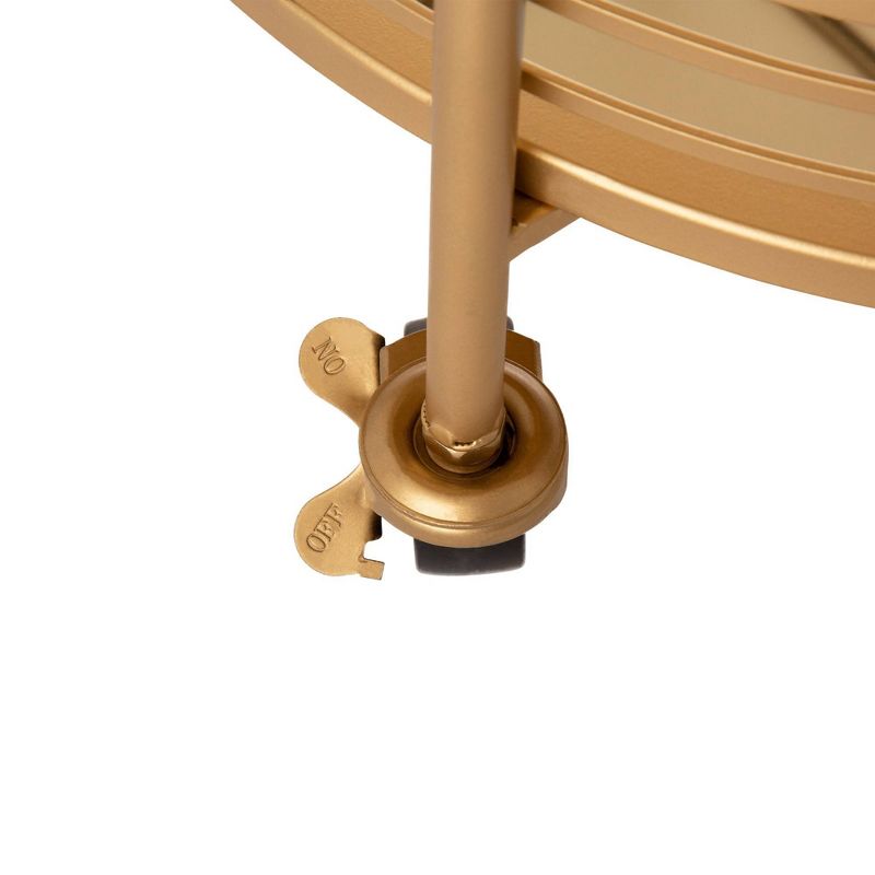 Deluxe Metal Oval Mirrored Bar Cart Gold - Glitzhome