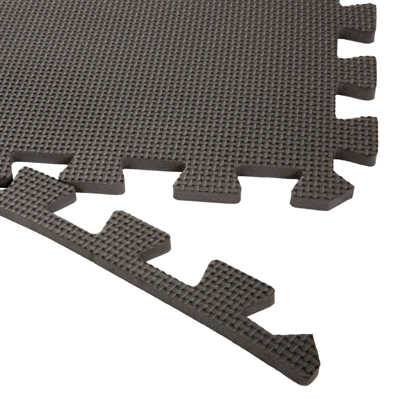 Stalwart 24"x24" 6pk Interlocking EVA Faux Leather Foam Floor Mats Gray