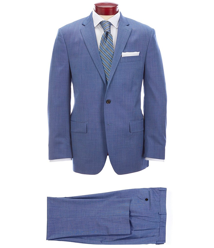 Ralph Ralph Lauren Classic Fit Pleated Fancy Blue Wool Suit