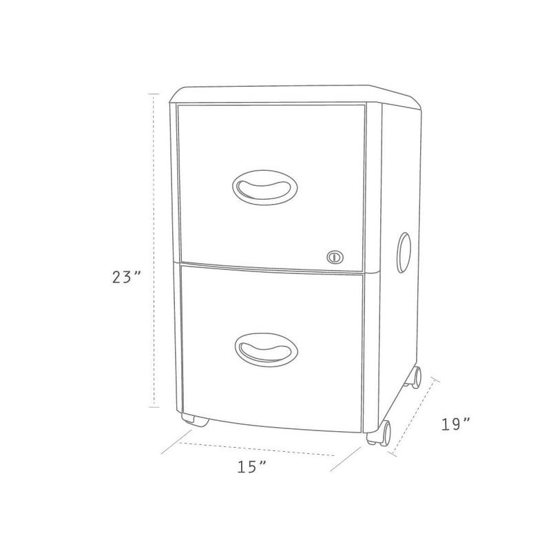 Storex 2-Drawer Mobile File Cabinet with Lock, Metal Accent Panels