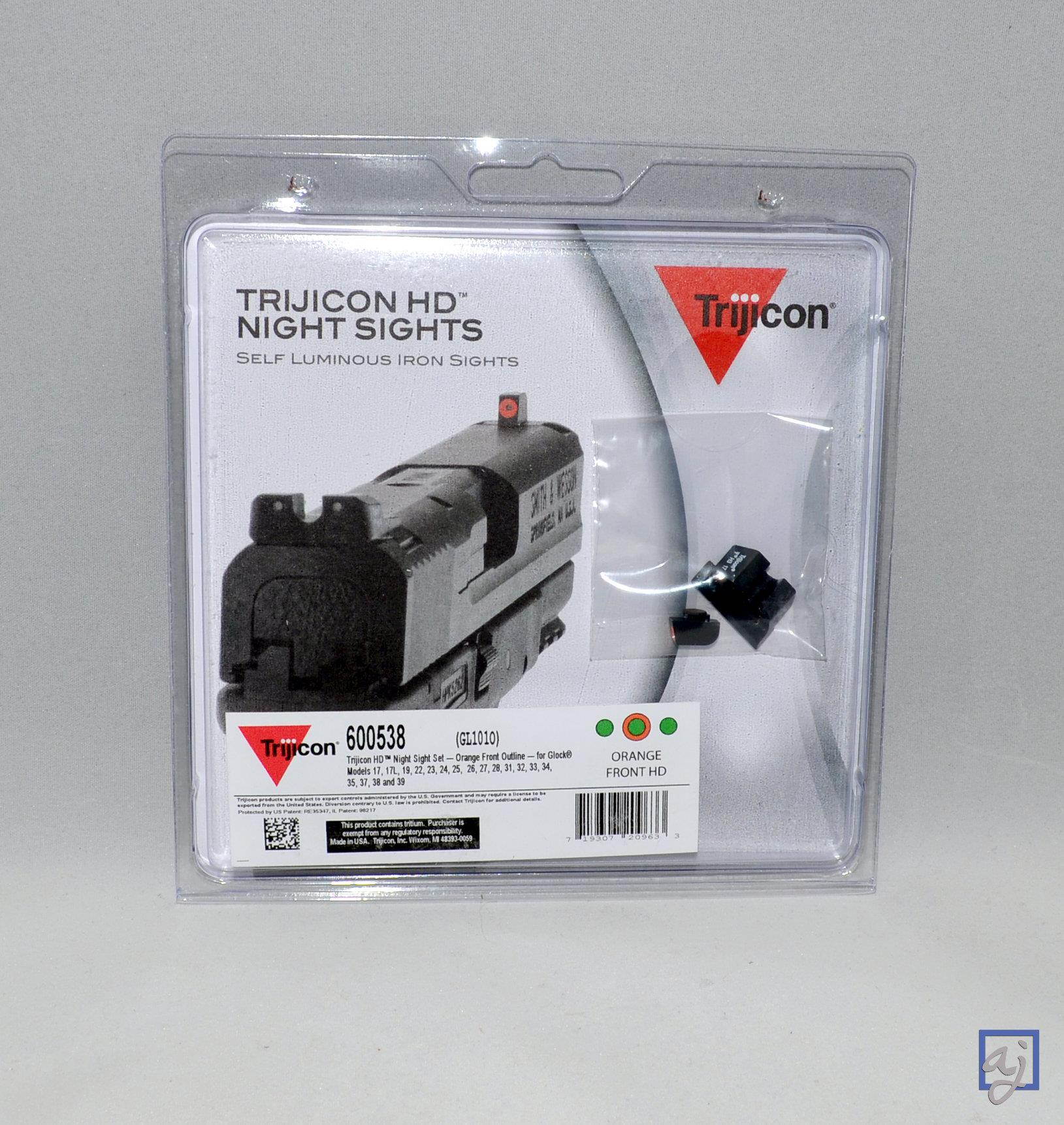 Trijicon GL101O HD Night Sight Set w/ Orange Front Outline for Glock Pistols