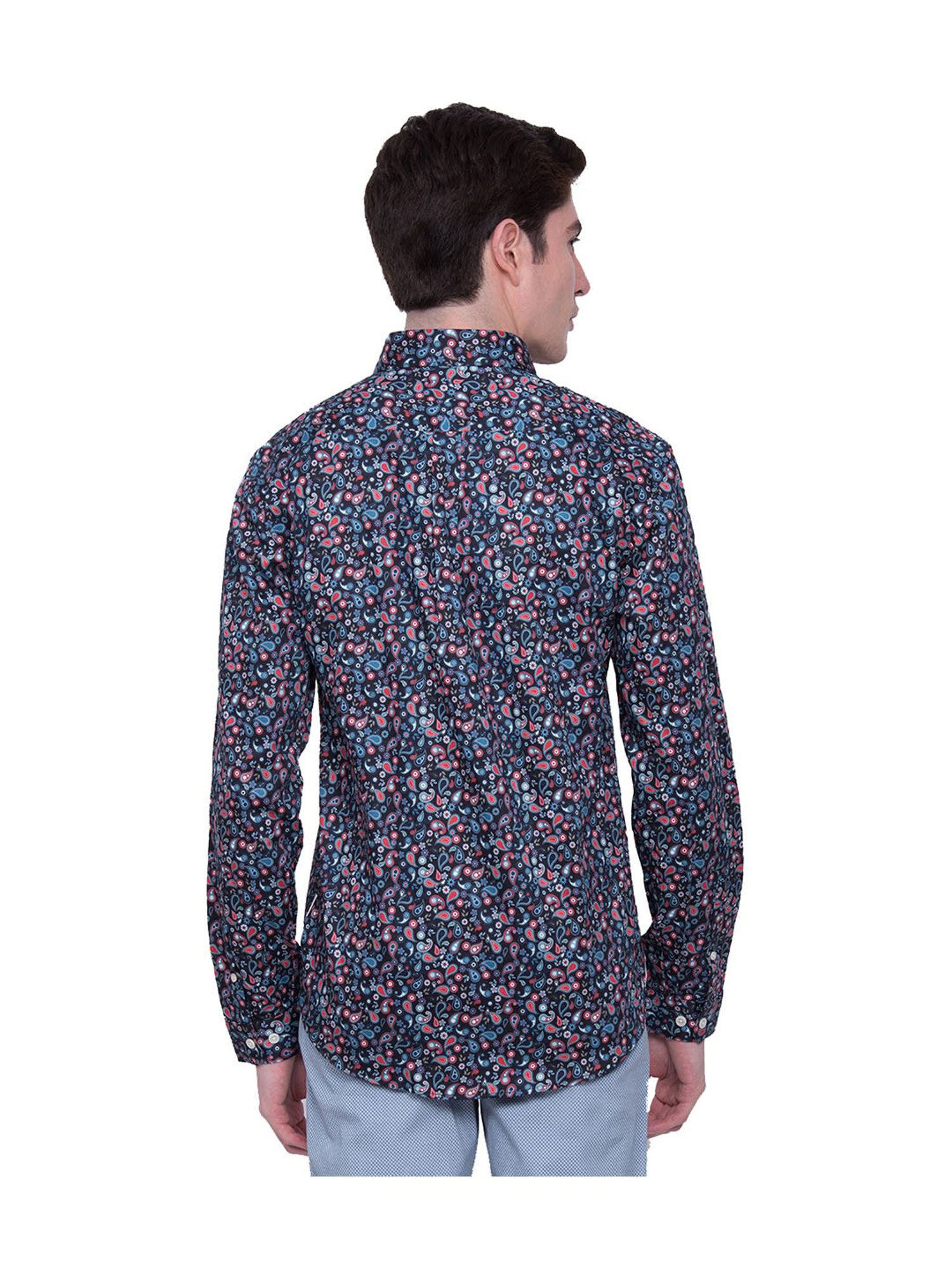 Lindbergh Black Printed Slim Fit Cotton Shirt