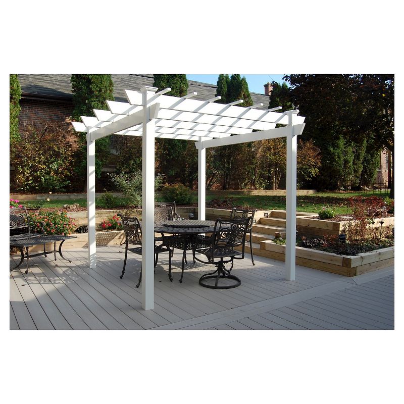 84" Kingston Vinyl Pergola - White - Dura-Trel