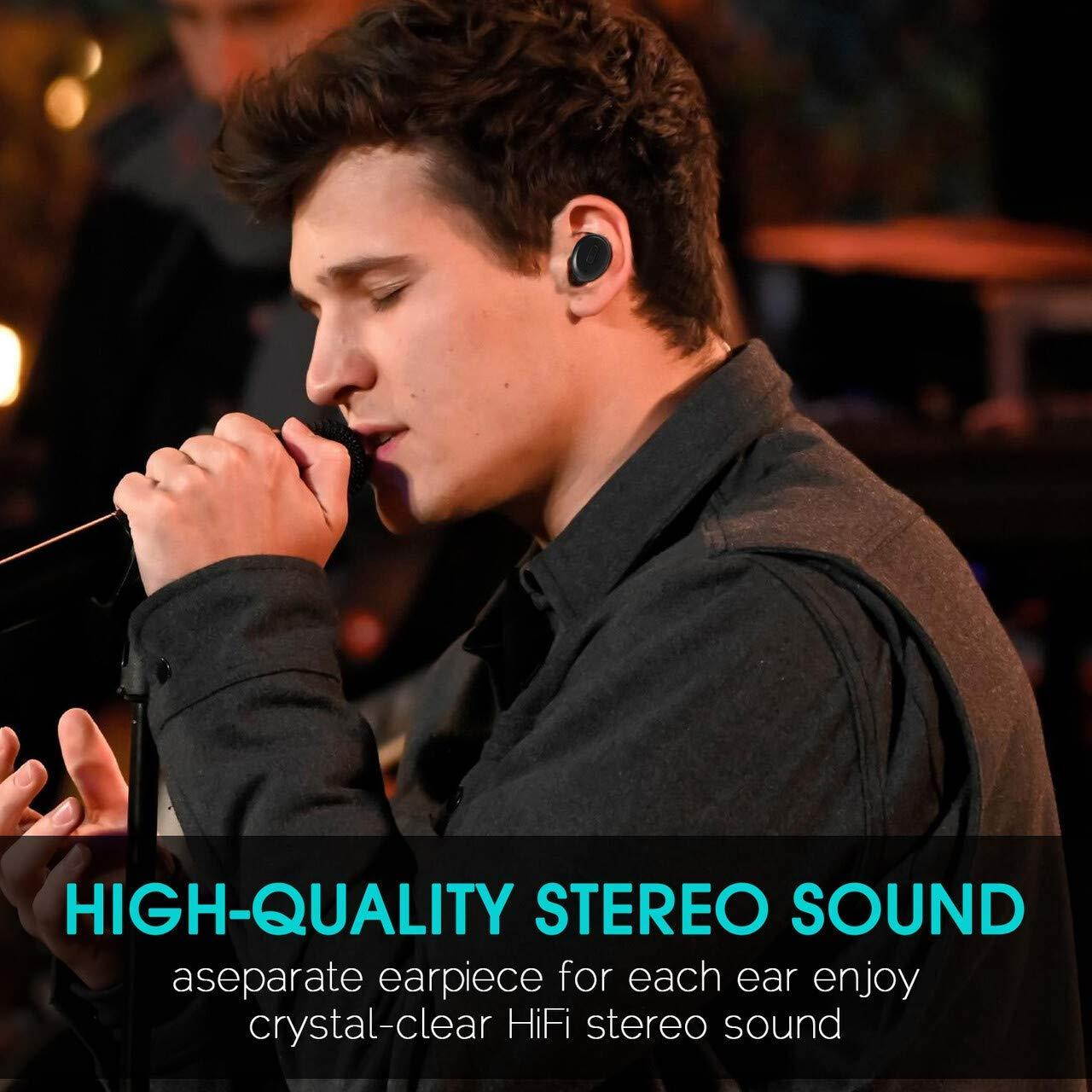 IP68 Waterproof Swimming Earbuds, Sport Bluetooth 5.0 Wireless Earbuds Built-in Mic Auto Pairing in-Ear Earphones with Charging Case Premium Stereo Sound Special for Swimming Bathing Driving Sauna