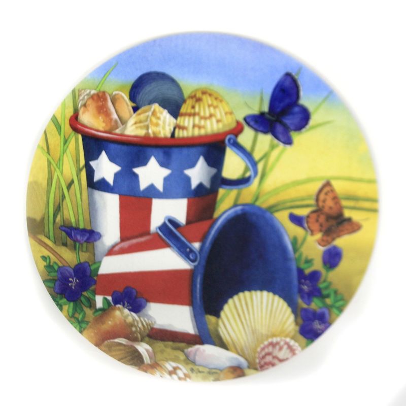 Home & Garden 12.0" Beach Pails Stepping Stone Patriotic Stars Stripes Beach Custom Decor  -  Stepping Stones And Pathways