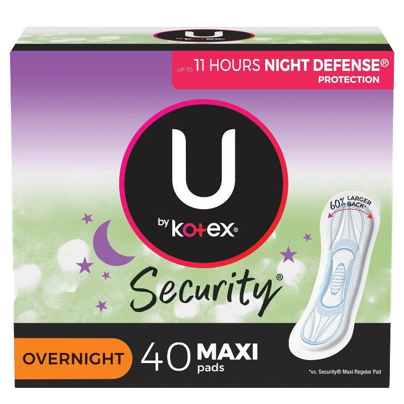 U by Kotex Security Unscented Overnight Absorbency Maxi Pads - 40ct