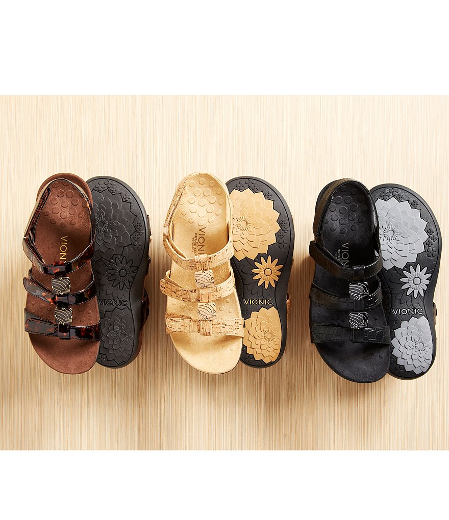 Vionic Amber Beaded Snake Embossed Sandals