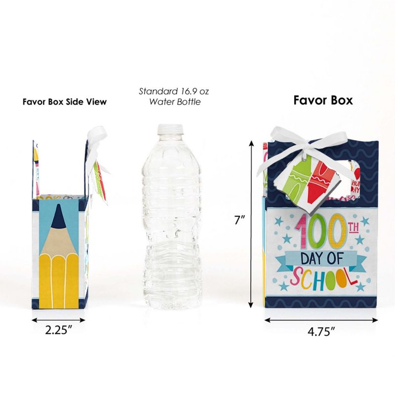 Big Dot of Happiness Happy 100th Day of School - 100 Days Party Favor Boxes - Set of 12