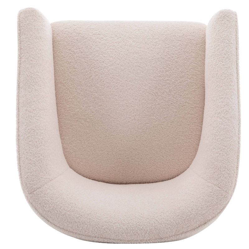 Faux Shearling Barrel Accent Chair Cream Faux Shearling - WOVENBYRD