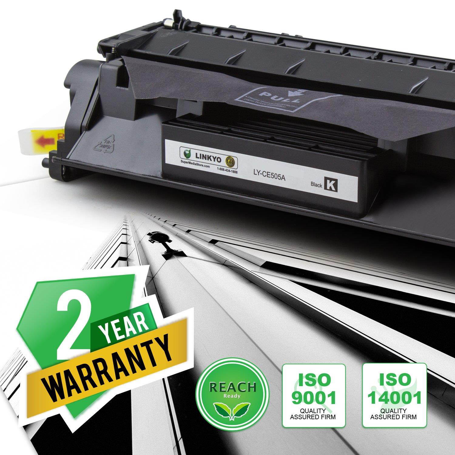 LINKYO Compatible Toner Cartridge Replacement for HP 05A CE505A (Black, 2-Pack)