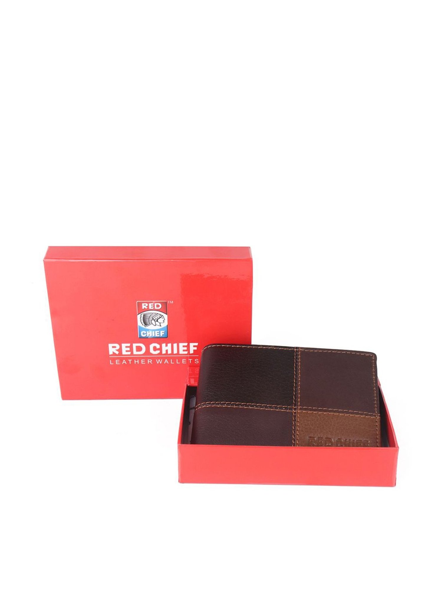 Red Chief Brown Leather Color Block Bi-Fold Wallet