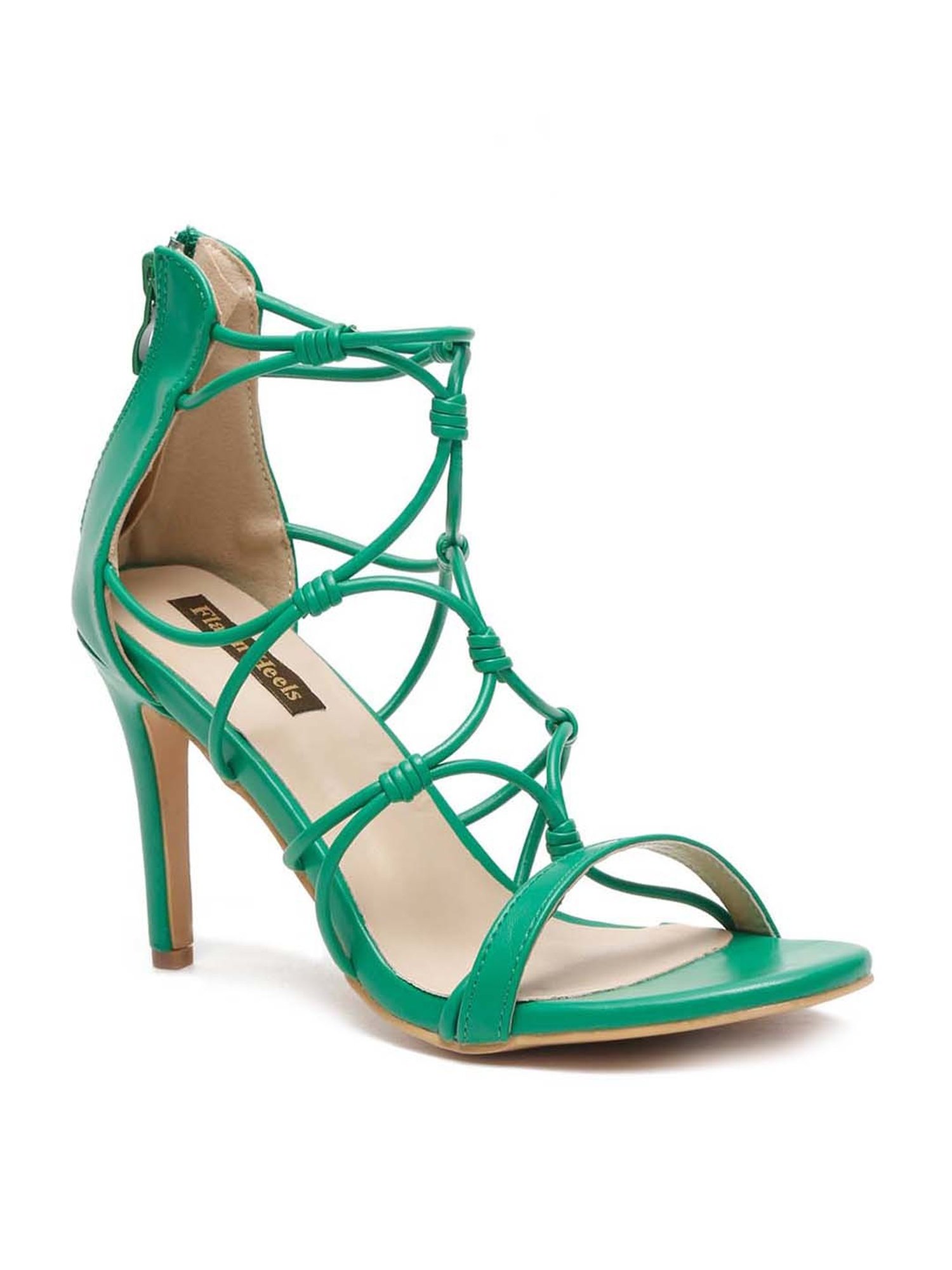 Flat N Heels Women's Green Ankle Strap Stilettos