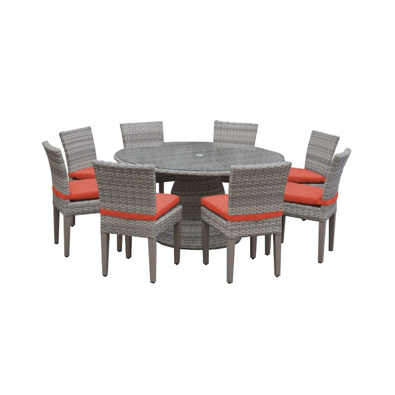 Fairmont 9pc Patio Dining Set - Tangerine - TK Classics