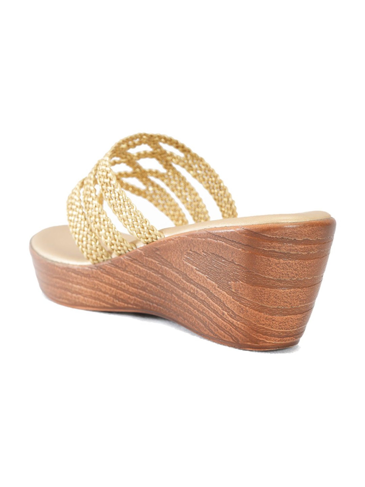 Pelle Albero Women's Gold T-Strap Wedges