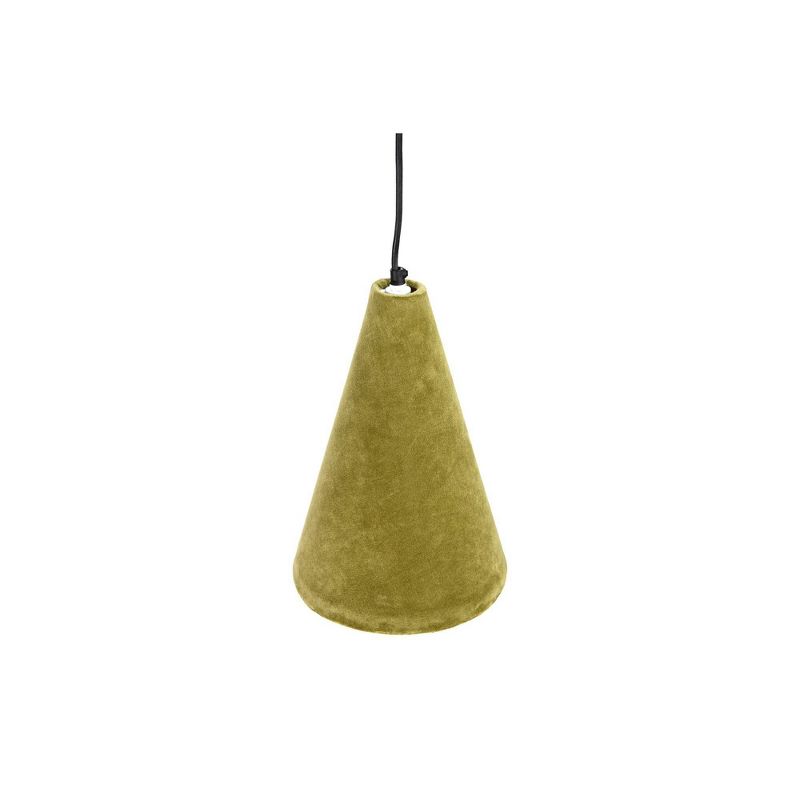 6" Cord Cone Shaped Cotton Velvet Pendant Ceiling Light with Handmade Paper Lining Olive Green - 3R Studios