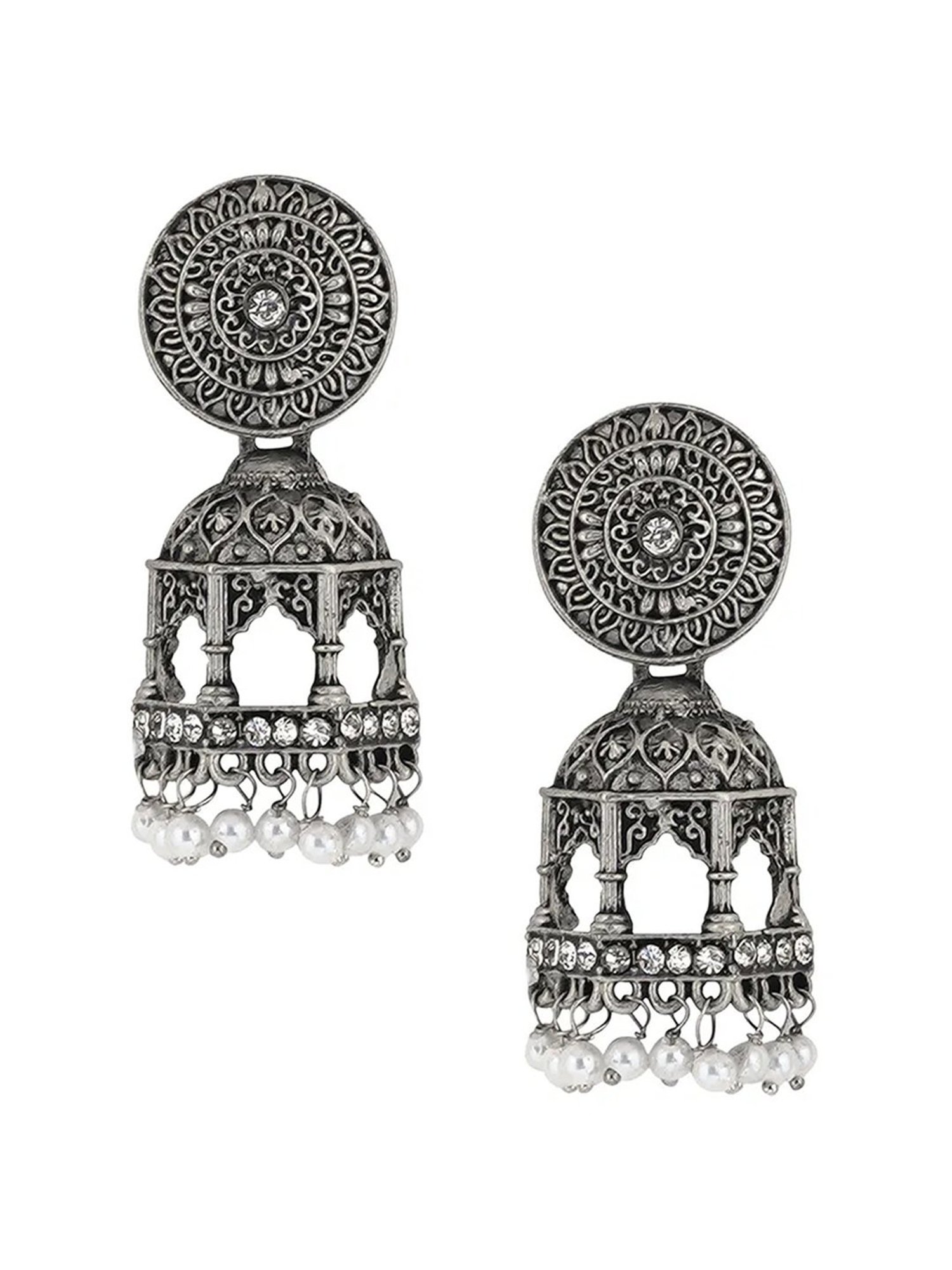 Oomph Jewellery Oxidized Silver Look Alike Dangler Earrings