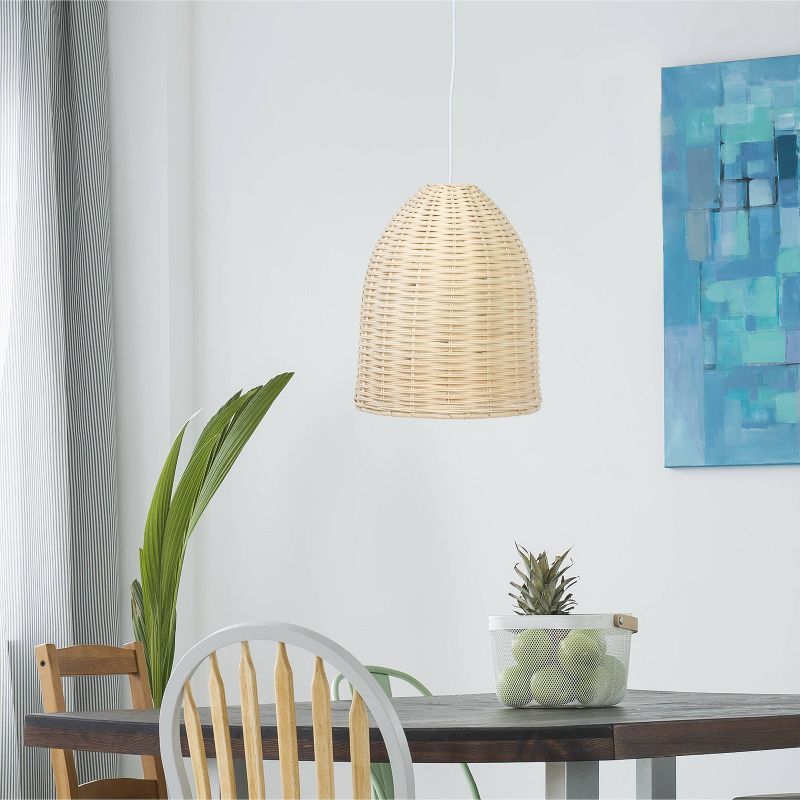 Elongated Coastal Dome Rattan Downlight Pendant Natural - Elegant Designs
