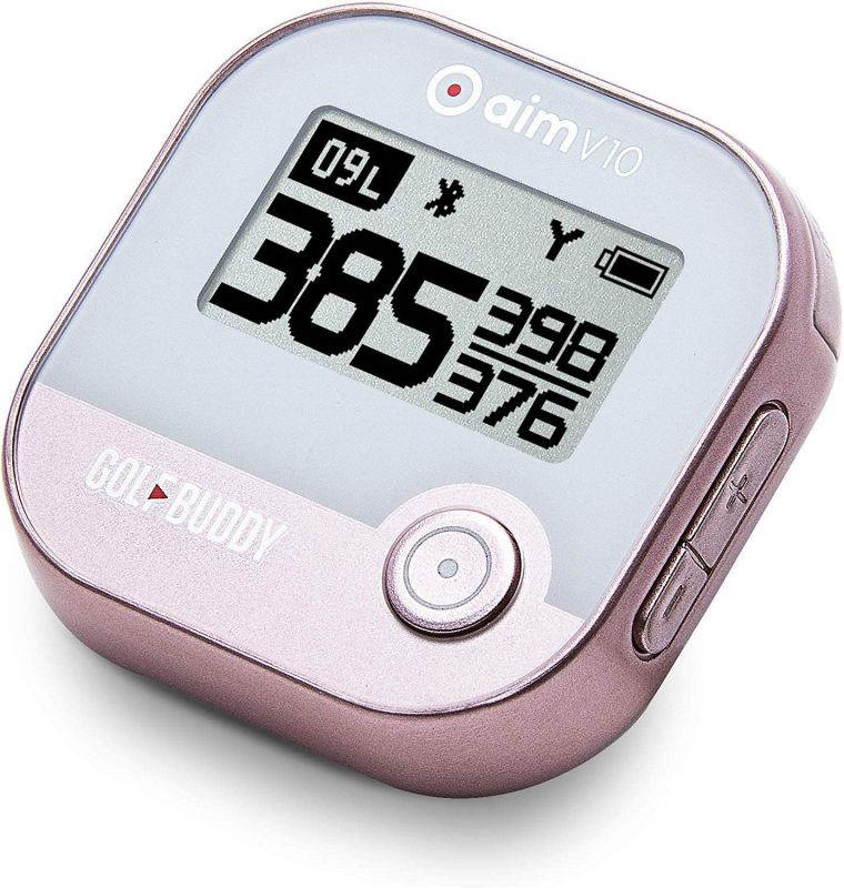 Golf Buddy AIM V10 Golf Laser Rangefinder Bluetooth Golf GPS devices for Hat, Golf distance Range Finder for Golfers, 14 Hours Battery Life, Golf Accessories for Men and Women, Rose Gold