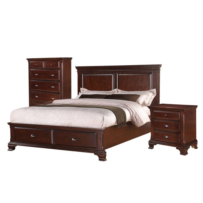 3pc Queen Brinley Storage Bedroom Set Cherry Red - Picket House Furnishings