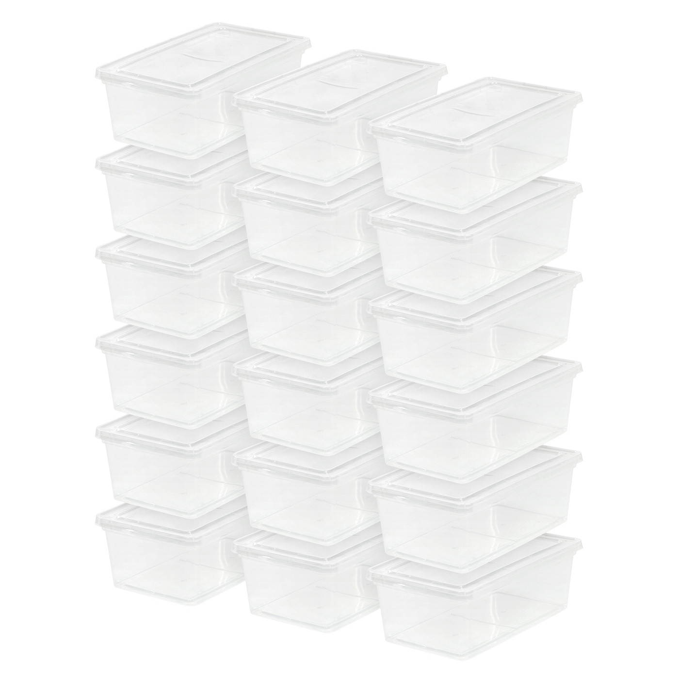 IRIS 6 Quart Clear Storage Box with White Lid, 18 Pack