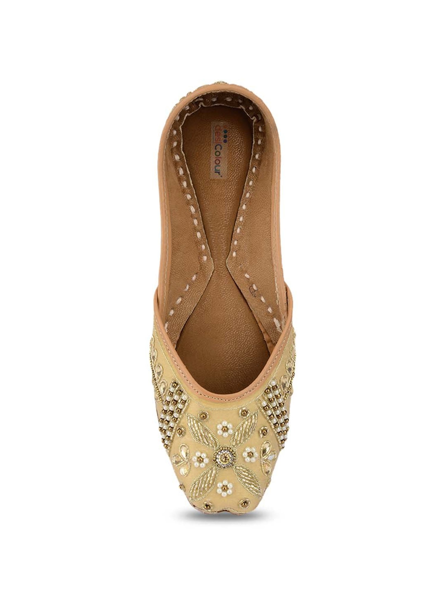 Desi Colour Women's Golden Ethnic Juttis