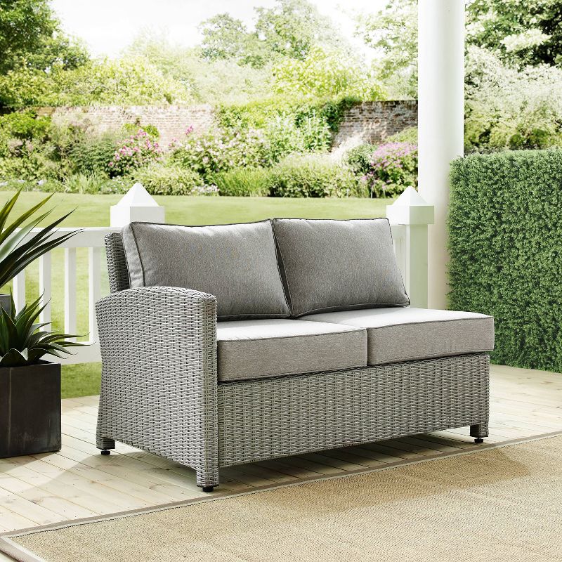 Bradenton Outdoor Wicker Sectional Left Corner Loveseat - Gray - Crosley